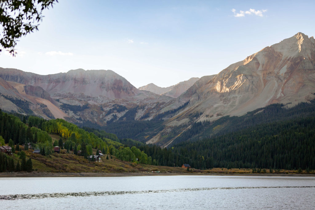 image of the lake and Telluride mountain range