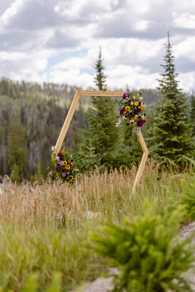 Arch set up for an elopement at pearl lake state park